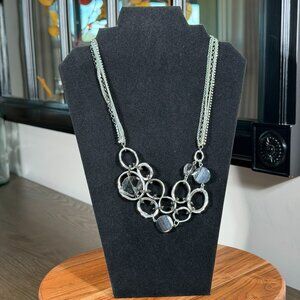 SIMPLY VERA WANG Statement Silver Tone Circle Necklace — Bib-Style Glam Jewelry